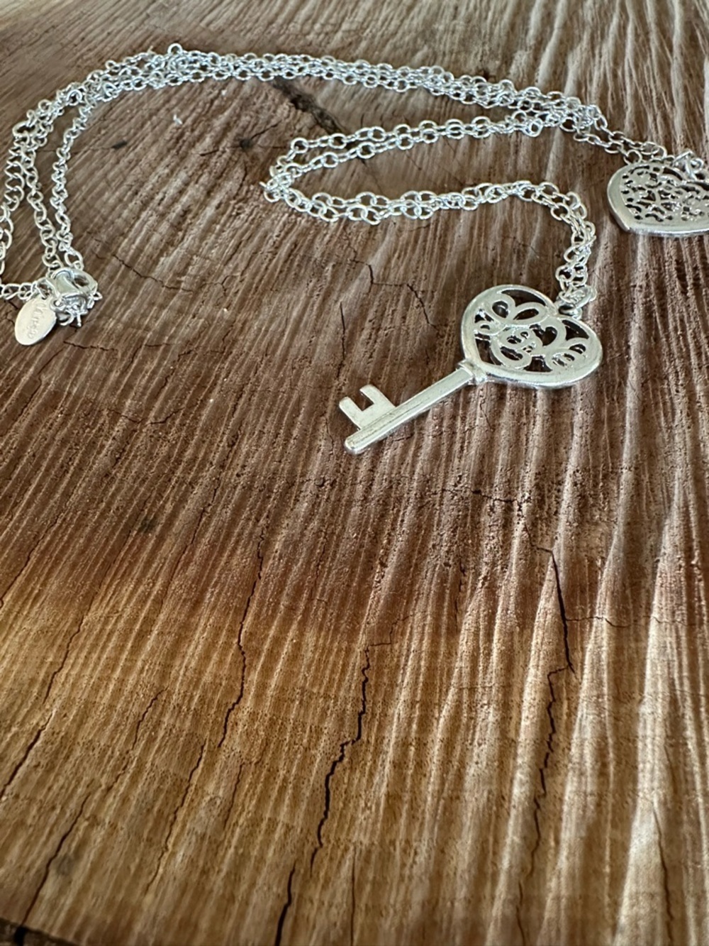 Claire's Silver Heart Key Pendant Necklace
